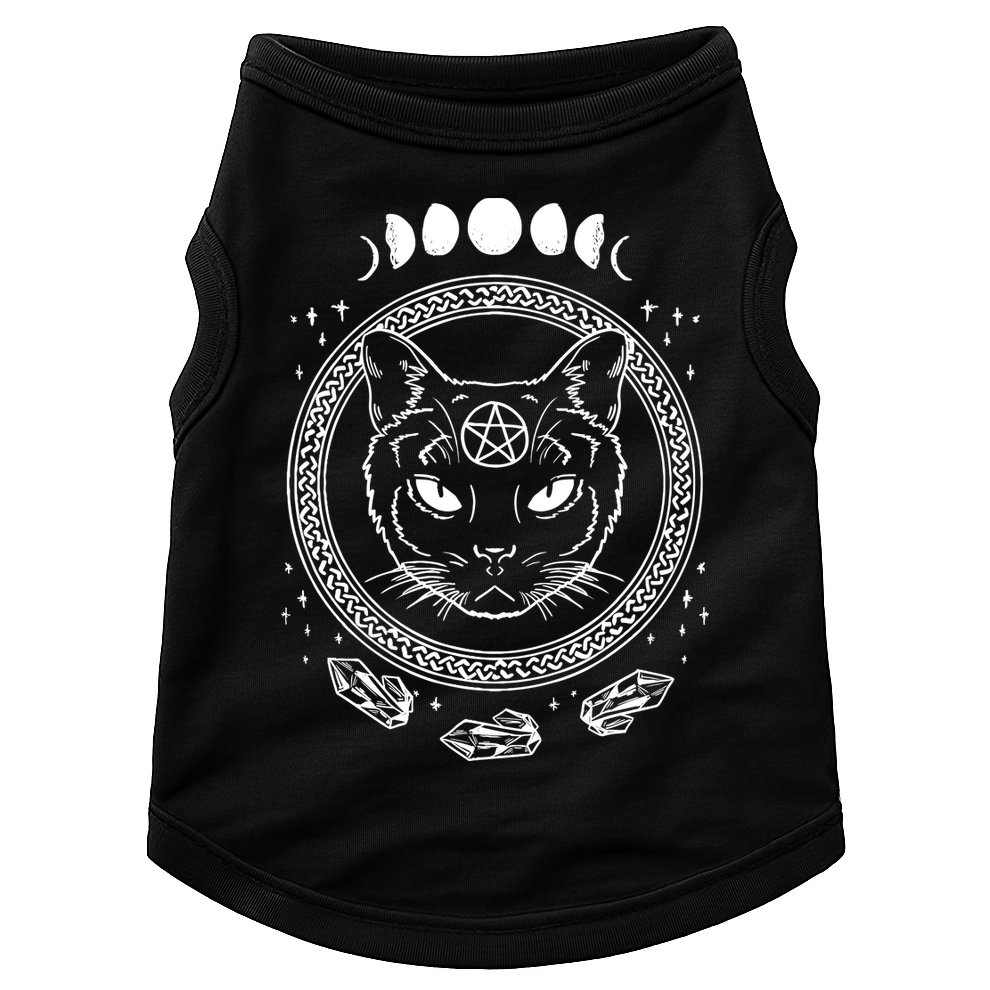 Moon Cat Alchemy Witch Dark Symbols Goth Halloween Doggie Tank