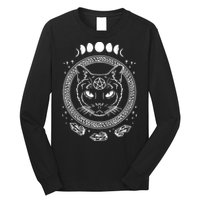 Moon Cat Alchemy Witch Dark Symbols Goth Halloween Long Sleeve Shirt
