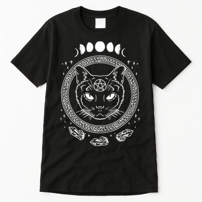Moon Cat Alchemy Witch Dark Symbols Goth Halloween Tall T-Shirt
