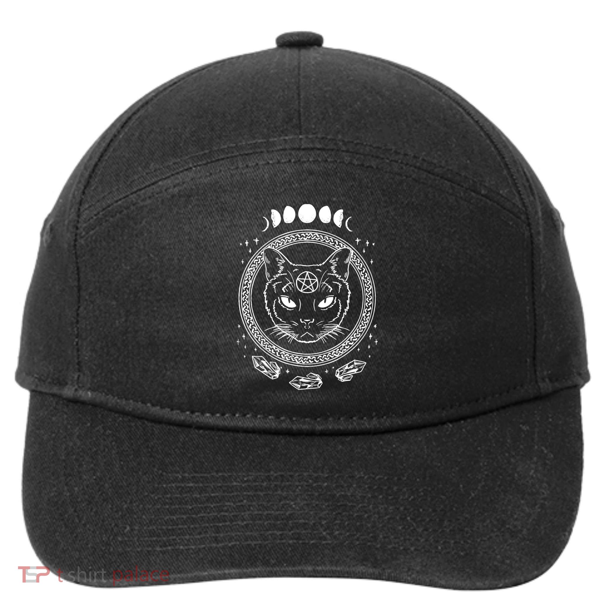Moon Cat Alchemy Witch Dark Symbols Goth Halloween 7-Panel Snapback Hat