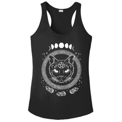 Moon Cat Alchemy Witch Dark Symbols Goth Halloween Ladies PosiCharge Competitor Racerback Tank