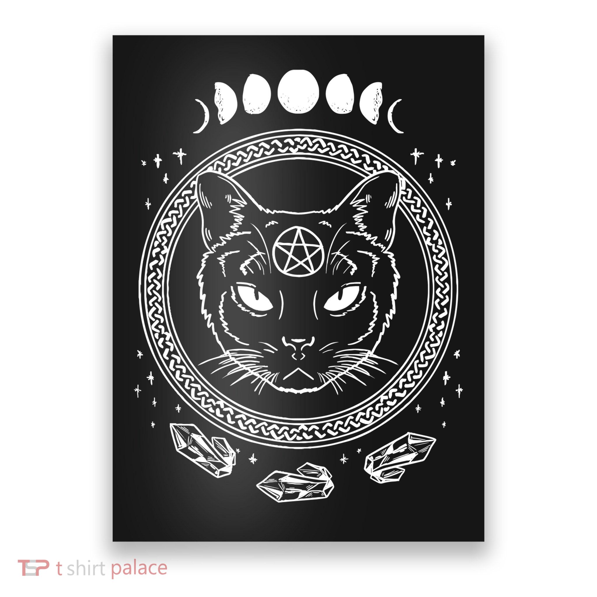 Moon Cat Alchemy Witch Dark Symbols Goth Halloween Poster