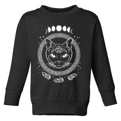 Moon Cat Alchemy Witch Dark Symbols Goth Halloween Toddler Sweatshirt