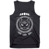 Moon Cat Alchemy Witch Dark Symbols Goth Halloween Tank Top