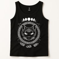 Moon Cat Alchemy Witch Dark Symbols Goth Halloween Tank Top