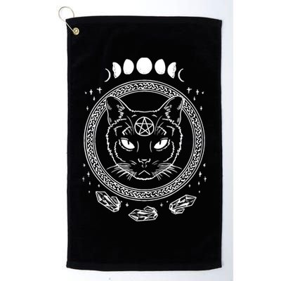 Moon Cat Alchemy Witch Dark Symbols Goth Halloween Golf Towel