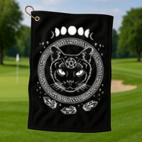 Moon Cat Alchemy Witch Dark Symbols Goth Halloween Golf Towel