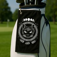 Moon Cat Alchemy Witch Dark Symbols Goth Halloween Golf Towel
