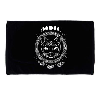 Moon Cat Alchemy Witch Dark Symbols Goth Halloween Microfiber Hand Towel