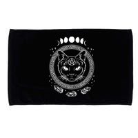 Moon Cat Alchemy Witch Dark Symbols Goth Halloween Microfiber Hand Towel