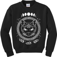 Moon Cat Alchemy Witch Dark Symbols Goth Halloween Kids Sweatshirt