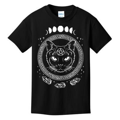 Moon Cat Alchemy Witch Dark Symbols Goth Halloween Kids T-Shirt