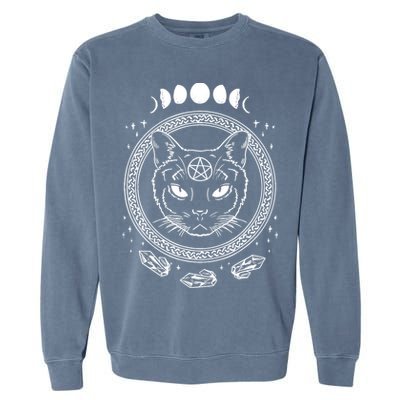 Moon Cat Alchemy Witch Dark Symbols Goth Halloween Garment-Dyed Sweatshirt