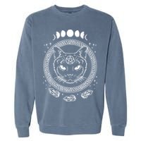 Moon Cat Alchemy Witch Dark Symbols Goth Halloween Garment-Dyed Sweatshirt