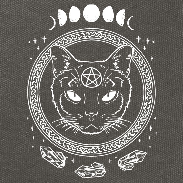 Moon Cat Alchemy Witch Dark Symbols Goth Halloween Cotton Canvas Backpack