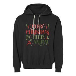 Merry Christmas Animal Filthy Ya Xmas Pajama Ugly Garment-Dyed Fleece Hoodie