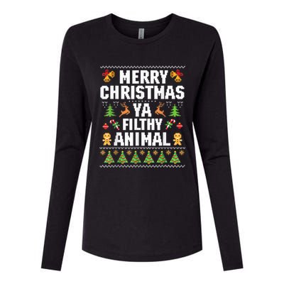 Merry Christmas Animal Filthy Ya Ugly Sweater Style Matching Womens Cotton Relaxed Long Sleeve T-Shirt