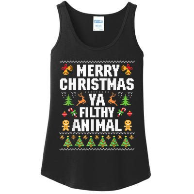 Merry Christmas Animal Filthy Ya Ugly Sweater Style Matching Ladies Essential Tank