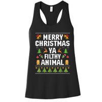 Merry Christmas Animal Filthy Ya Ugly Sweater Style Matching Women's Racerback Tank