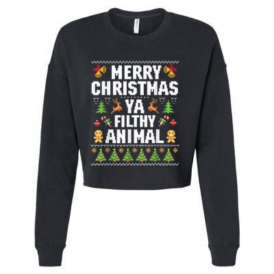 Merry Christmas Animal Filthy Ya Ugly Sweater Style Matching Cropped Pullover Crew