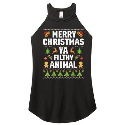 Merry Christmas Animal Filthy Ya Ugly Sweater Style Matching Women's Perfect Tri Rocker Tank