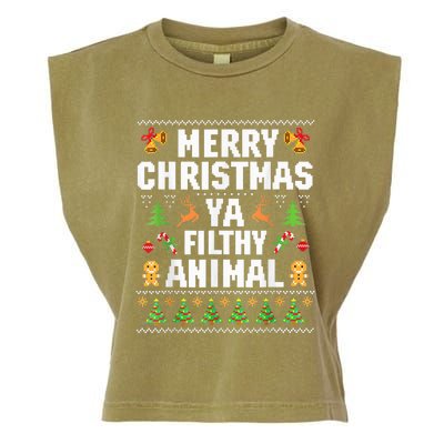 Merry Christmas Animal Filthy Ya Ugly Sweater Style Matching Garment-Dyed Women's Muscle Tee