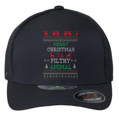 Merry Christmas Animal Filthy Ya Xmas Pajama Family Matching Flexfit Unipanel Trucker Cap