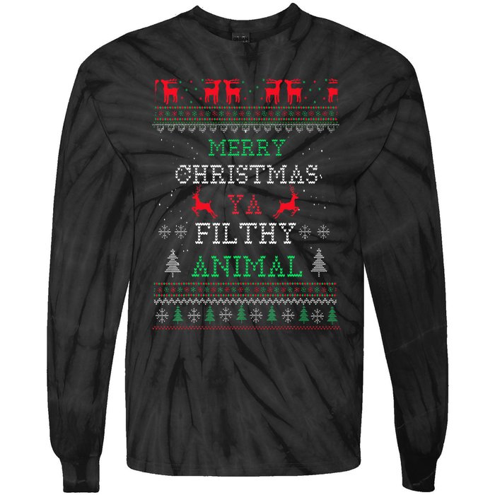 Merry Christmas Animal Filthy Ya Xmas Pajama Family Matching Tie-Dye Long Sleeve Shirt