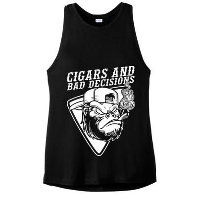 Monkey Cigars And Bad Decisions Ladies PosiCharge Tri-Blend Wicking Tank