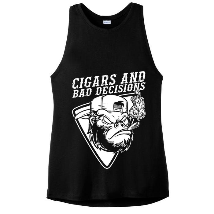 Monkey Cigars And Bad Decisions Ladies PosiCharge Tri-Blend Wicking Tank