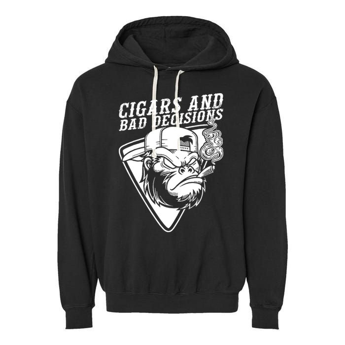 Monkey Cigars And Bad Decisions Garment-Dyed Fleece Hoodie