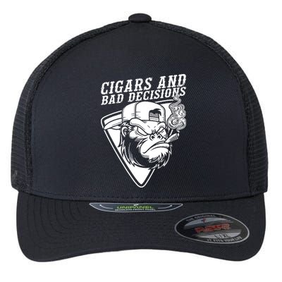 Monkey Cigars And Bad Decisions Flexfit Unipanel Trucker Cap