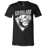 Monkey Cigars And Bad Decisions V-Neck T-Shirt