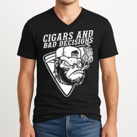 Monkey Cigars And Bad Decisions V-Neck T-Shirt