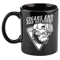 Monkey Cigars And Bad Decisions 11oz C Handle Ceramic Mug