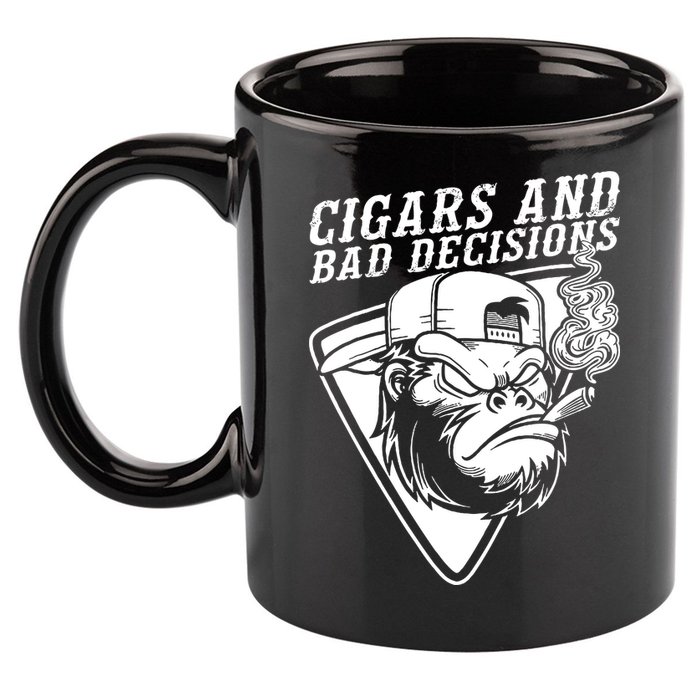 Monkey Cigars And Bad Decisions 11oz C Handle Ceramic Mug