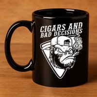 Monkey Cigars And Bad Decisions 11oz C Handle Ceramic Mug