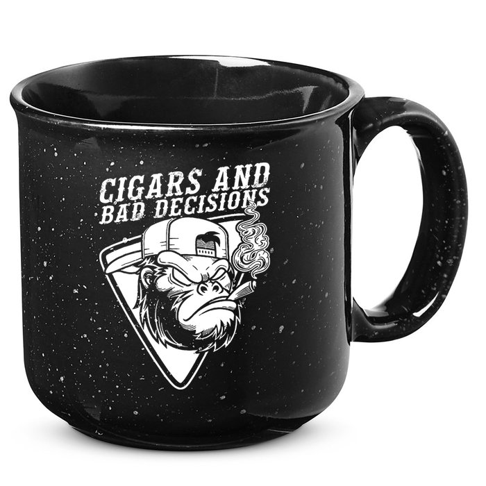 Monkey Cigars And Bad Decisions 15oz Campfire Ceramic Mug