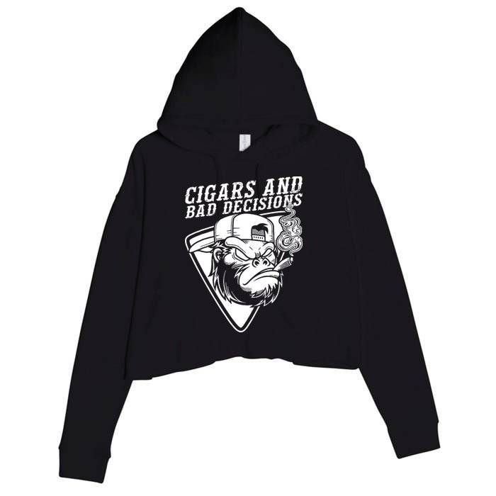 Monkey Cigars And Bad Decisions Crop Fleece Hoodie