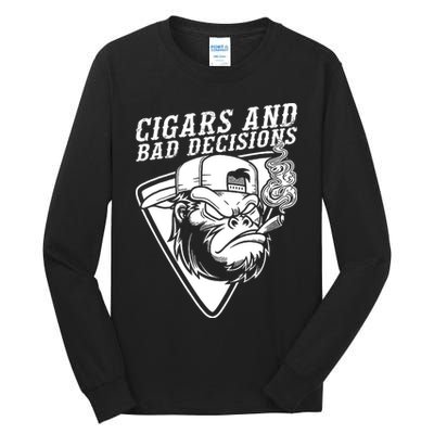 Monkey Cigars And Bad Decisions Tall Long Sleeve T-Shirt
