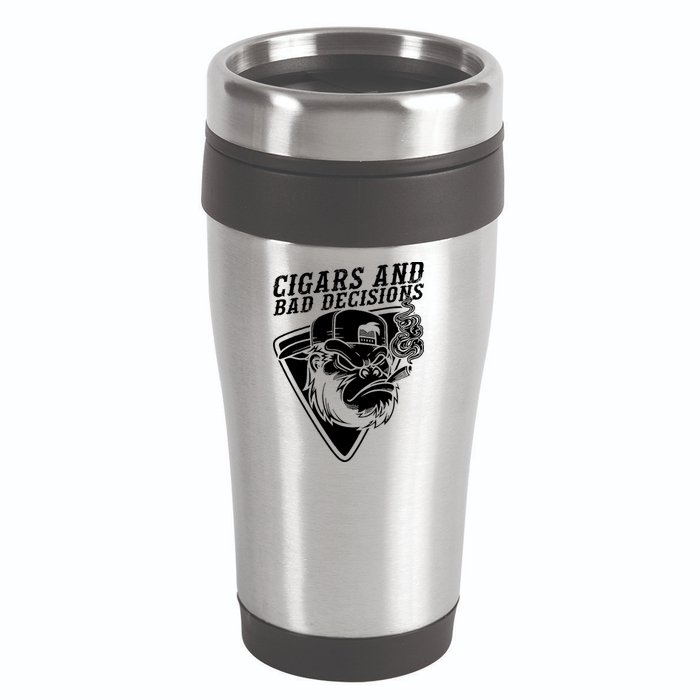 Monkey Cigars And Bad Decisions 16oz Travel Tumbler