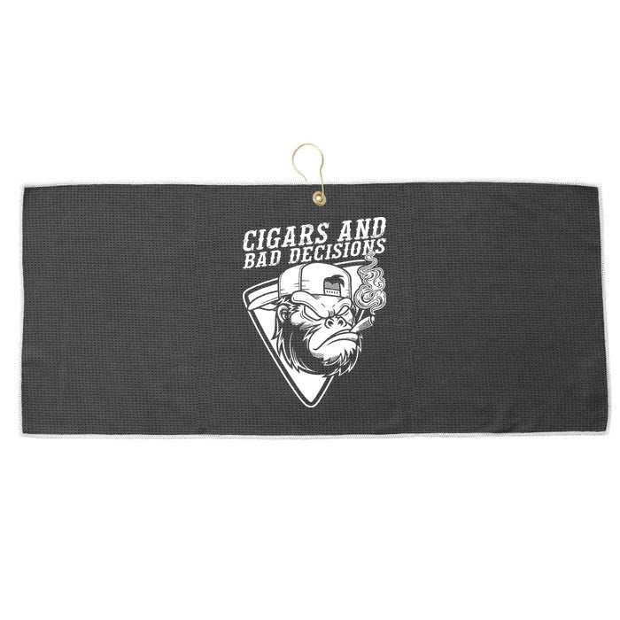 Monkey Cigars And Bad Decisions Large Microfiber Waffle Golf Towel