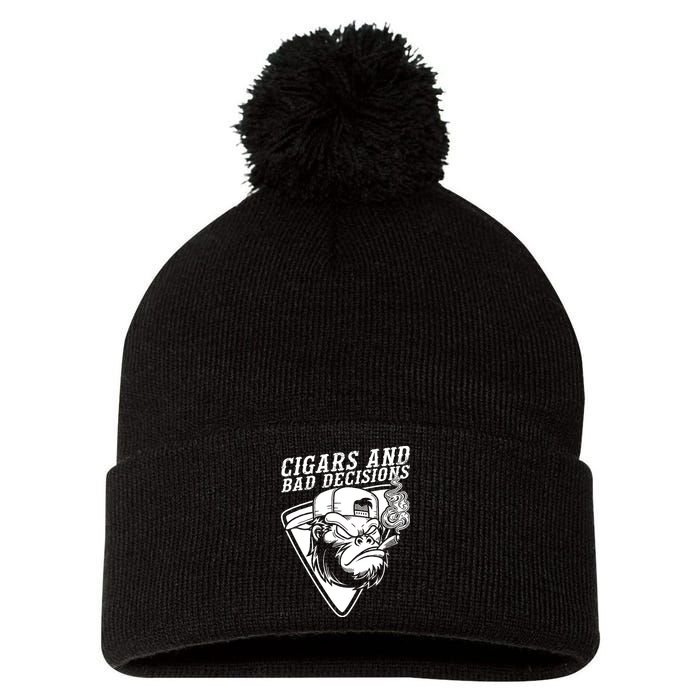 Monkey Cigars And Bad Decisions Pom Pom 12in Knit Beanie