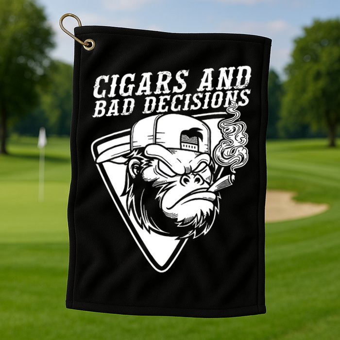 Monkey Cigars And Bad Decisions Golf Towel