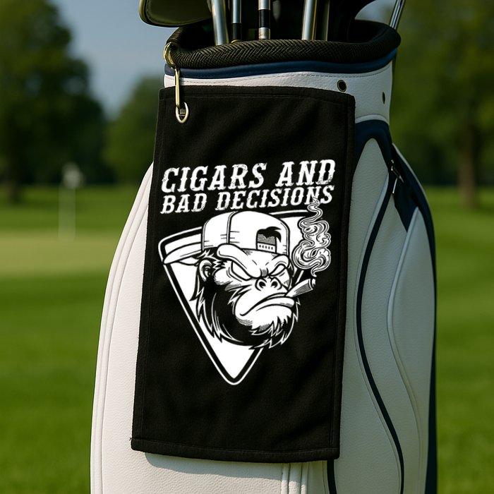 Monkey Cigars And Bad Decisions Golf Towel