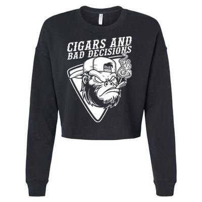 Monkey Cigars And Bad Decisions Cropped Pullover Crew