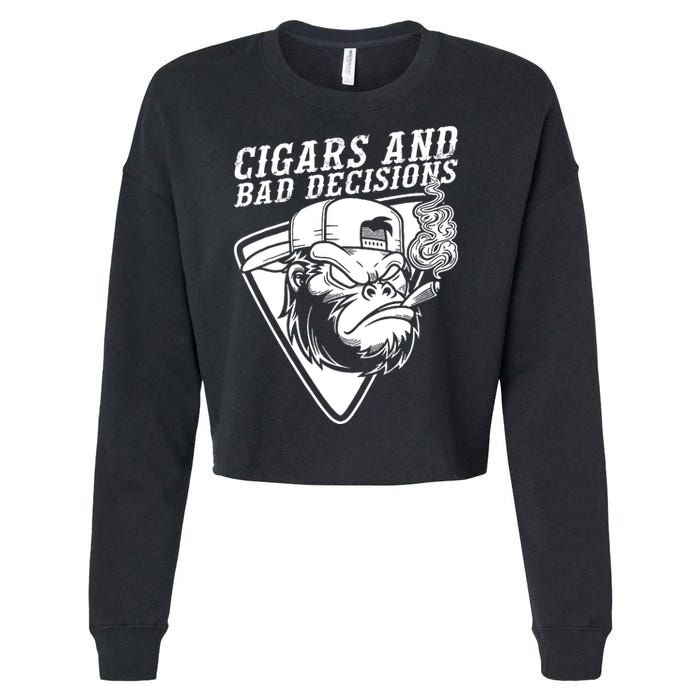 Monkey Cigars And Bad Decisions Cropped Pullover Crew
