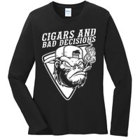 Monkey Cigars And Bad Decisions Ladies Long Sleeve Shirt
