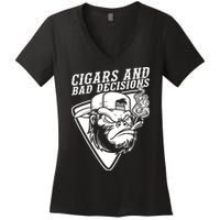 Monkey Cigars And Bad Decisions Women's V-Neck T-Shirt