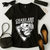 Monkey Cigars And Bad Decisions Women's V-Neck T-Shirt